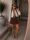 Gonna in camoscio con cinturina - R.a. Boutique