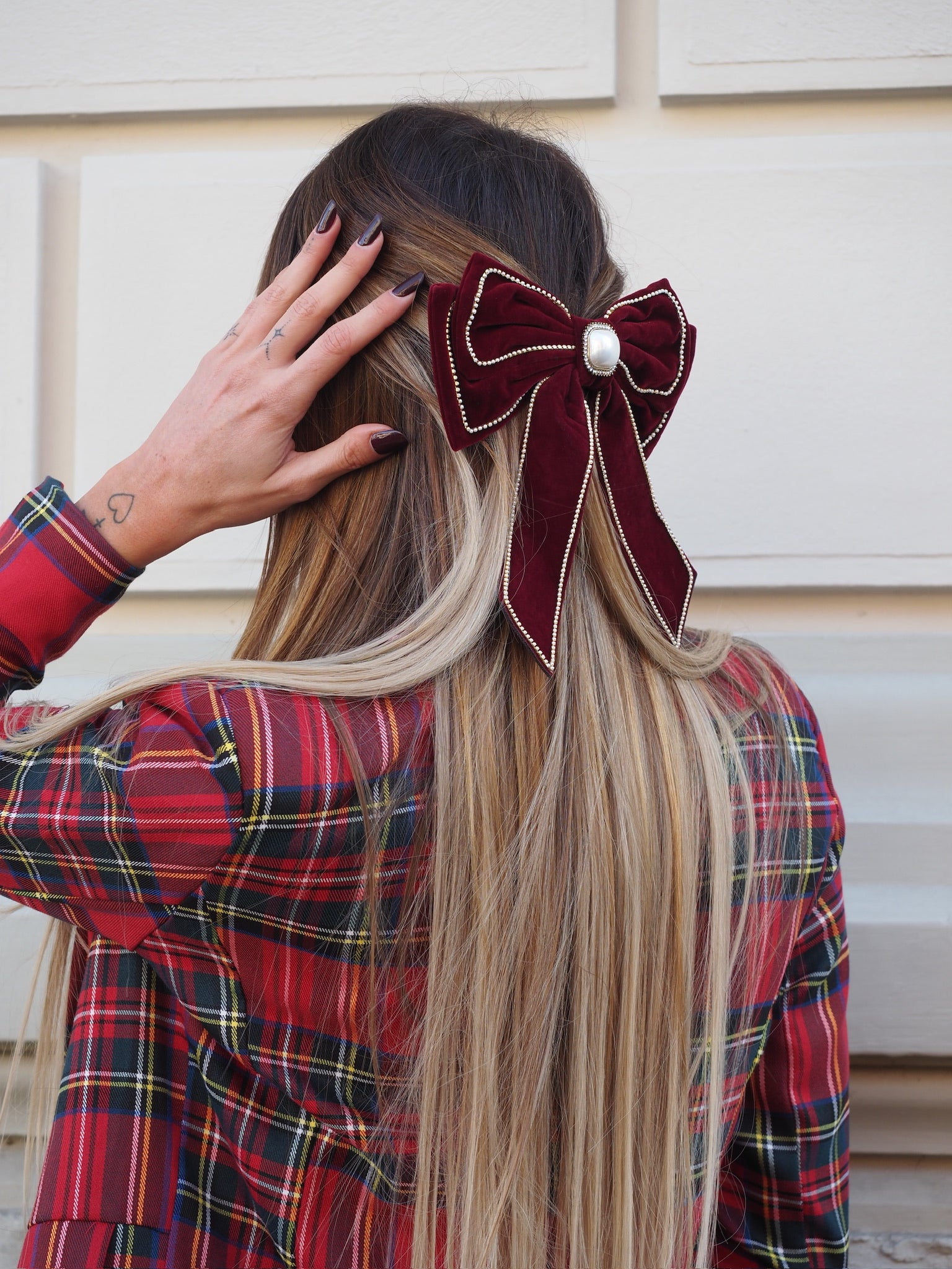 Fiocco per capelli con perla e strass - R.a. Boutique 