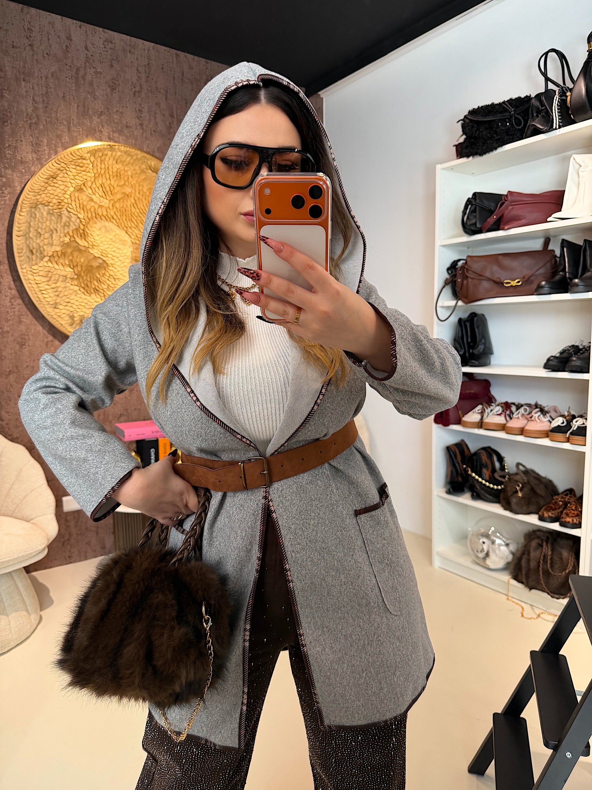 Cappotto Corto con Cintura in Vita e Dettagli - R.a. Boutique