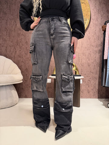 Dark Glam Cargo Jeans - R.a. Boutique