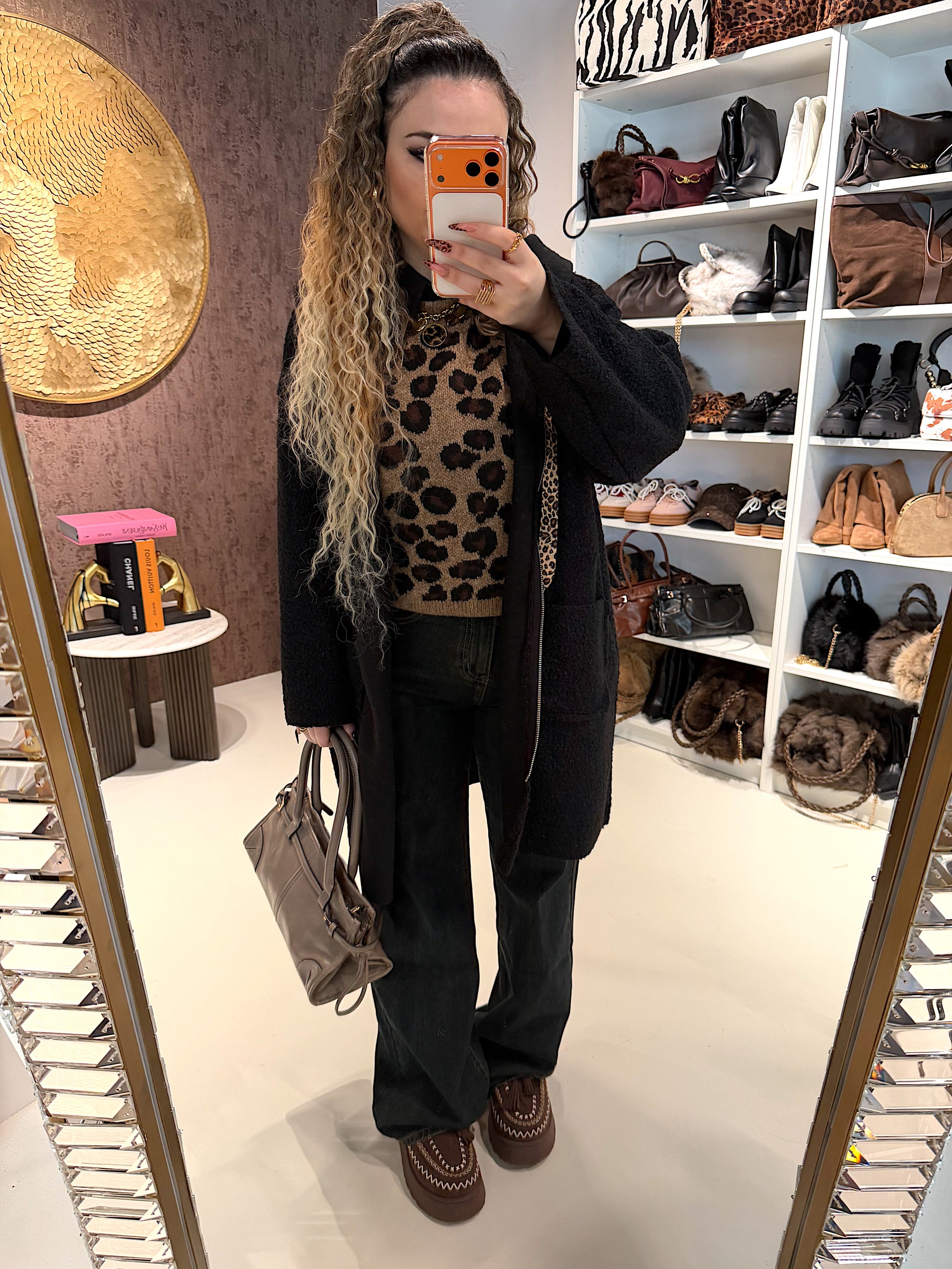 Cardigan Morbido con Cappuccio e laccio Animalier - R.a. Boutique
