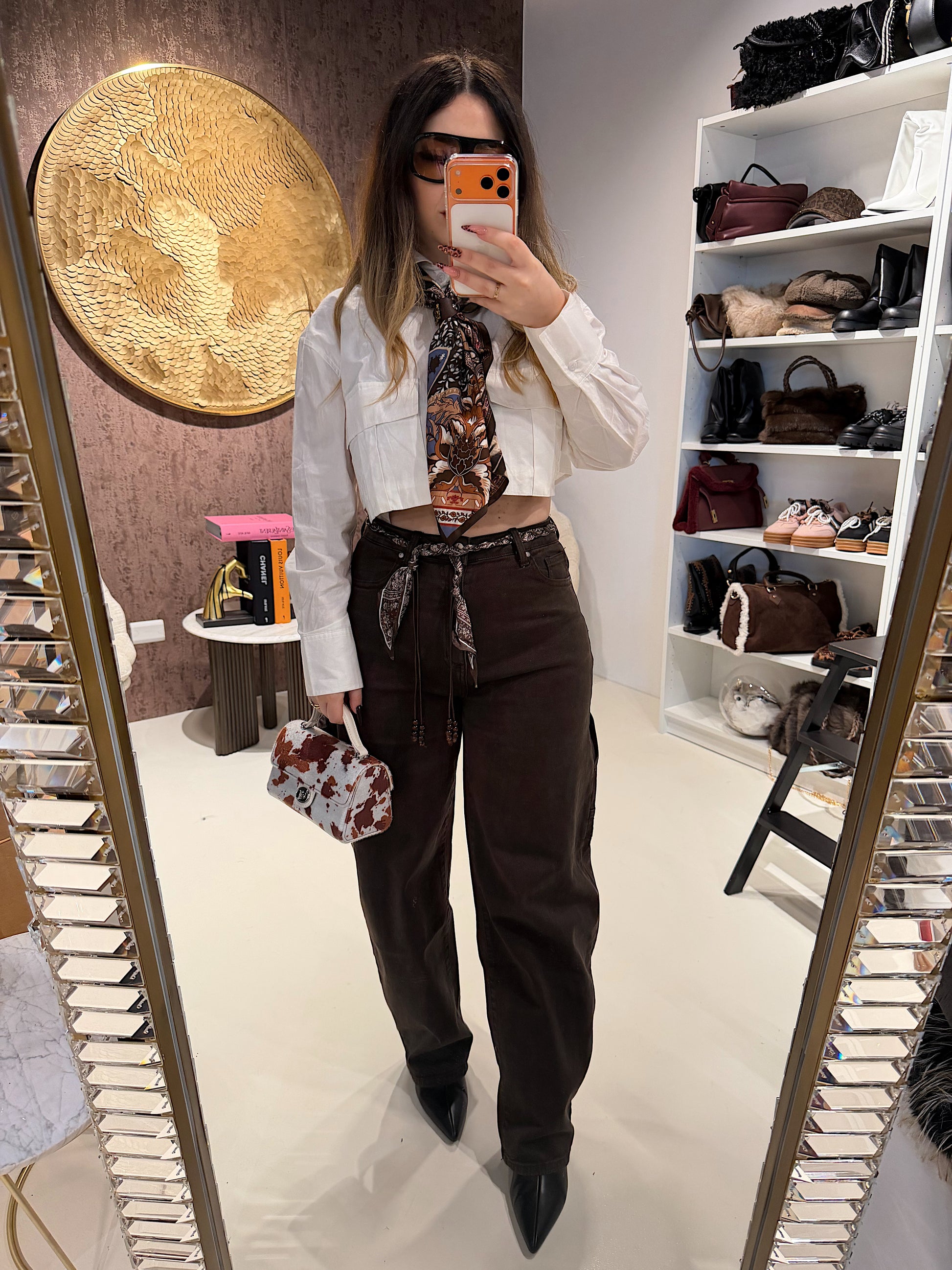 Camicia crop con tasche bianco - R.a. Boutique