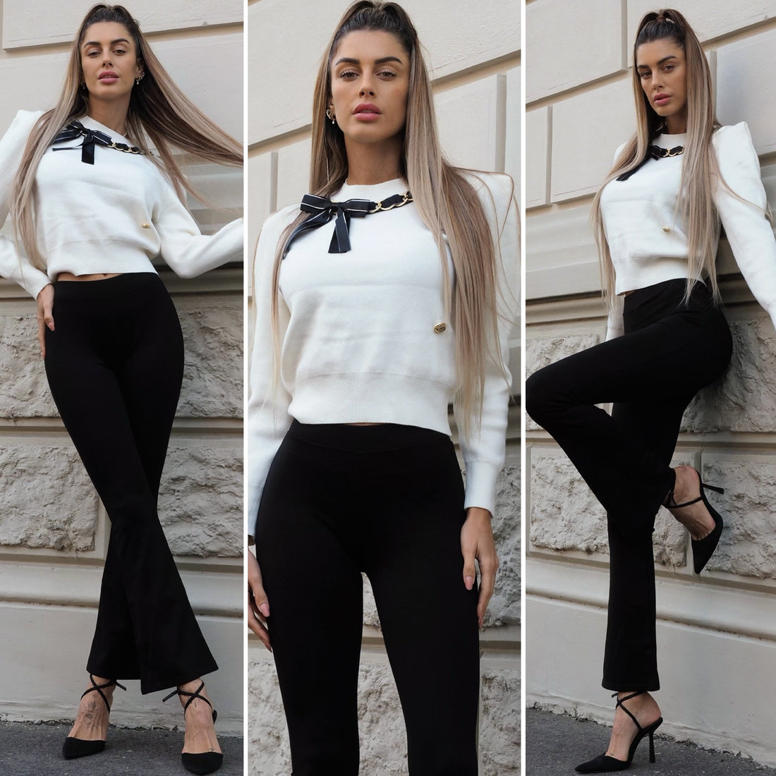 Pantalone a zampa nero - R.a. Boutique 