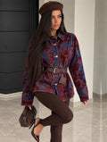 Giacca Denim Artist Bordeaux con Cintura Inclusa - R.a. Boutique