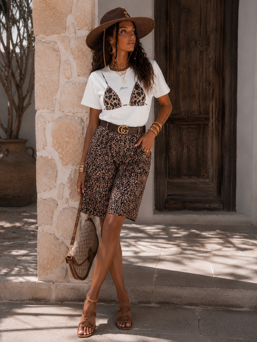Bermuda Leopard con elastico - R.a. Boutique
