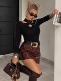 Maglia Nera Costine Scollo Incrociato - R.a. Boutique