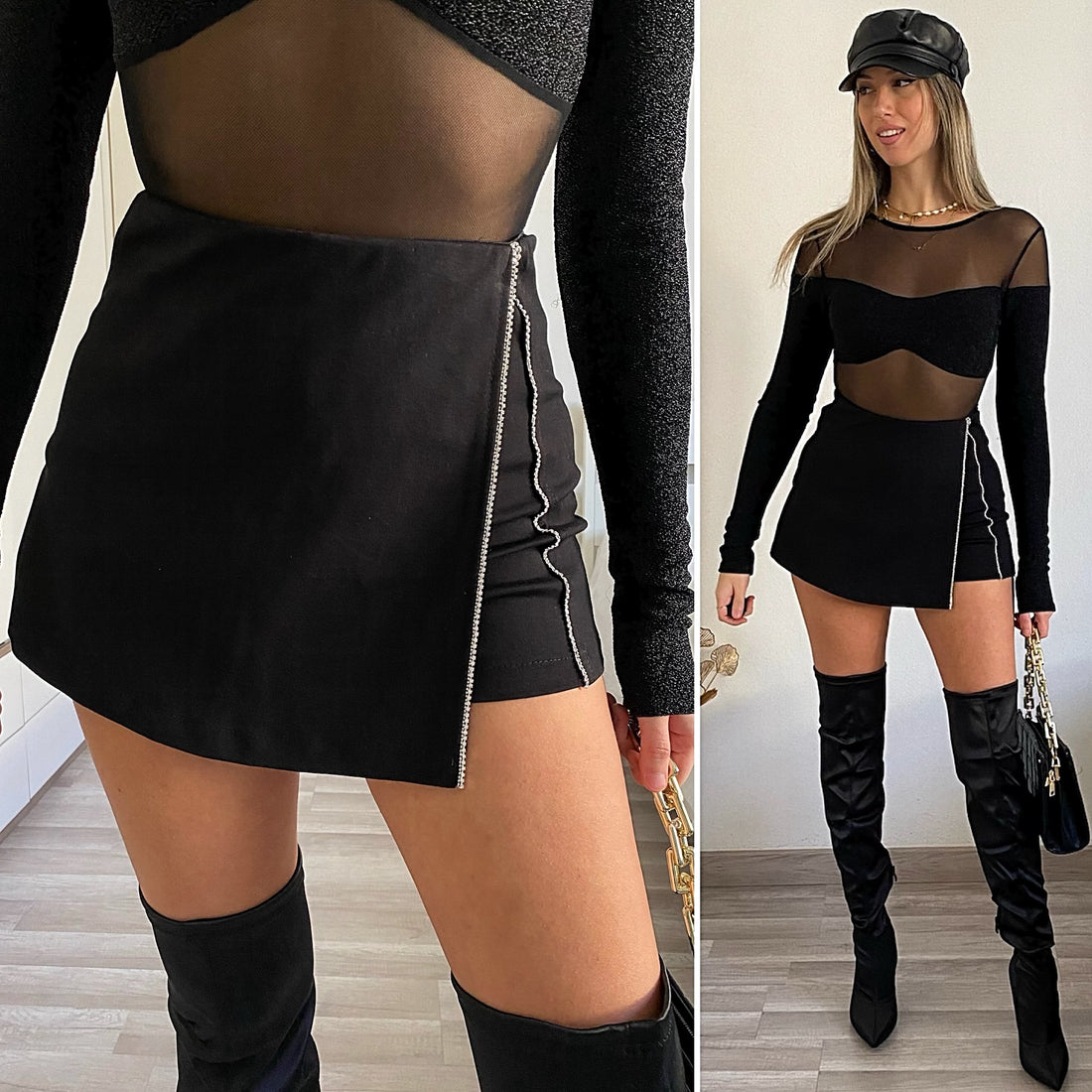 Gonna nera con strass - R.a. Boutique 