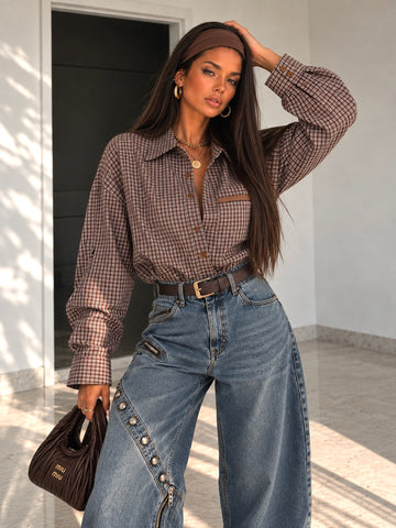 Camicia Check Marrone