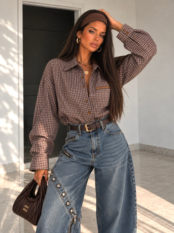 Camicia Check Marrone