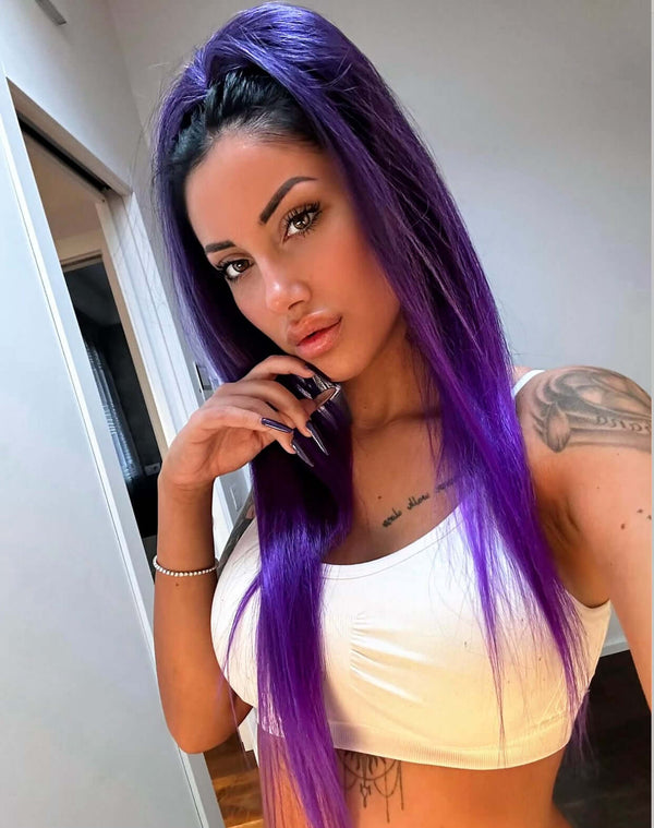 Coda liscia con Coulisse 70cm Nero/viola Degradè