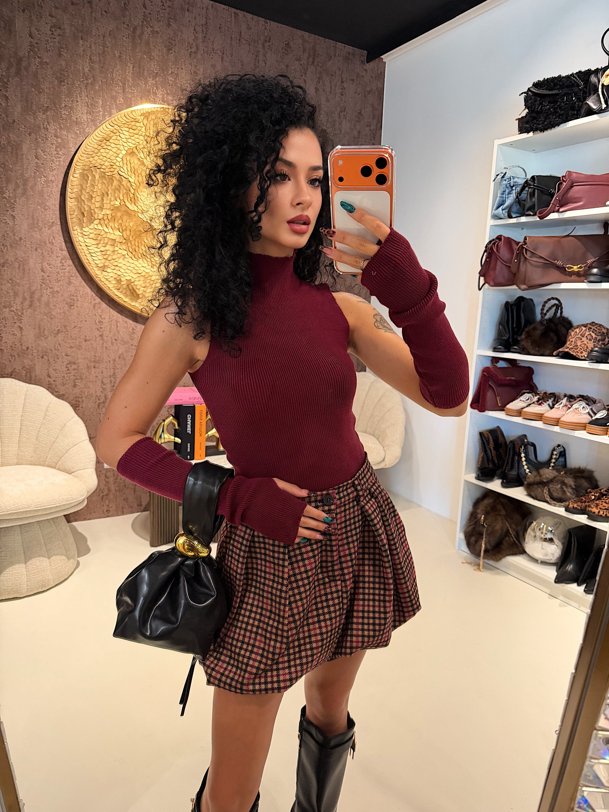 Top a Collo Alto con Manicotti Coordinati - R.a. Boutique