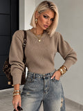 Maglioncino Crop Beige a Costine con Spalline Imbottite - R.a. Boutique