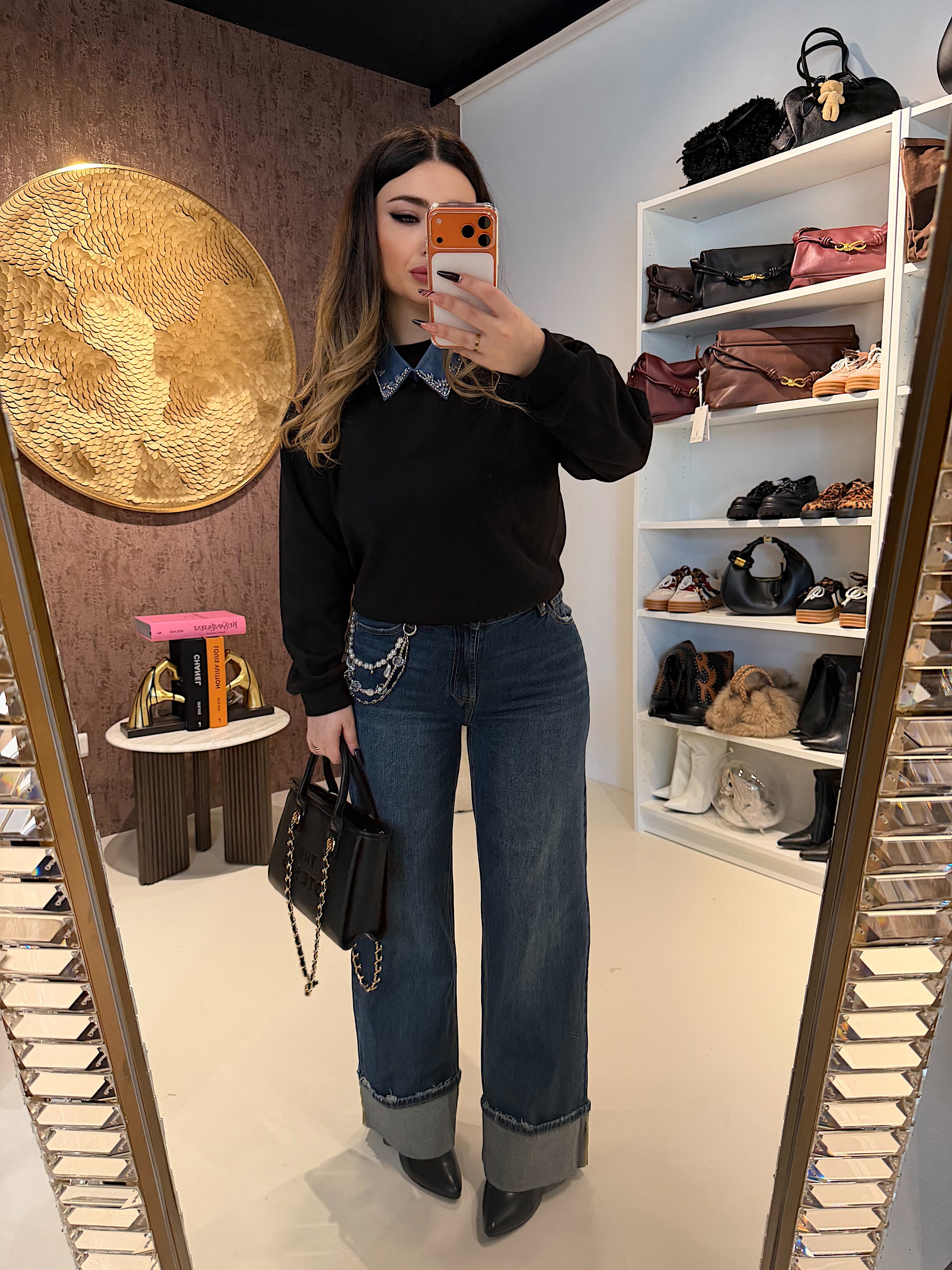 Jeans Wide Leg Chain - R.a. Boutique