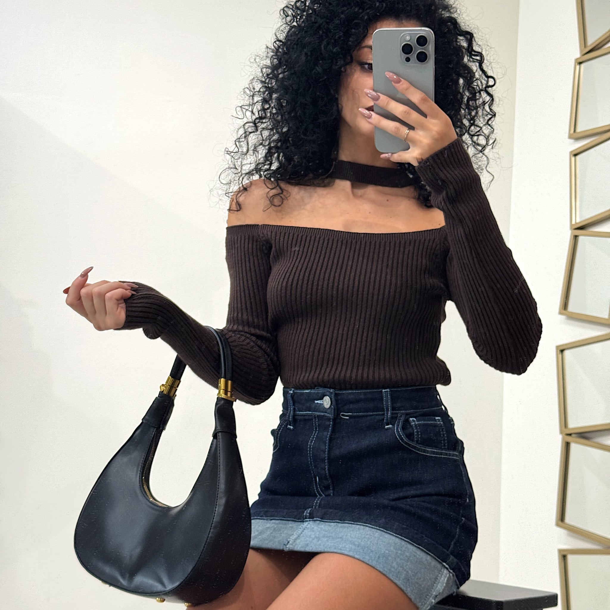 Maglia a costine con choker - R.a. Boutique