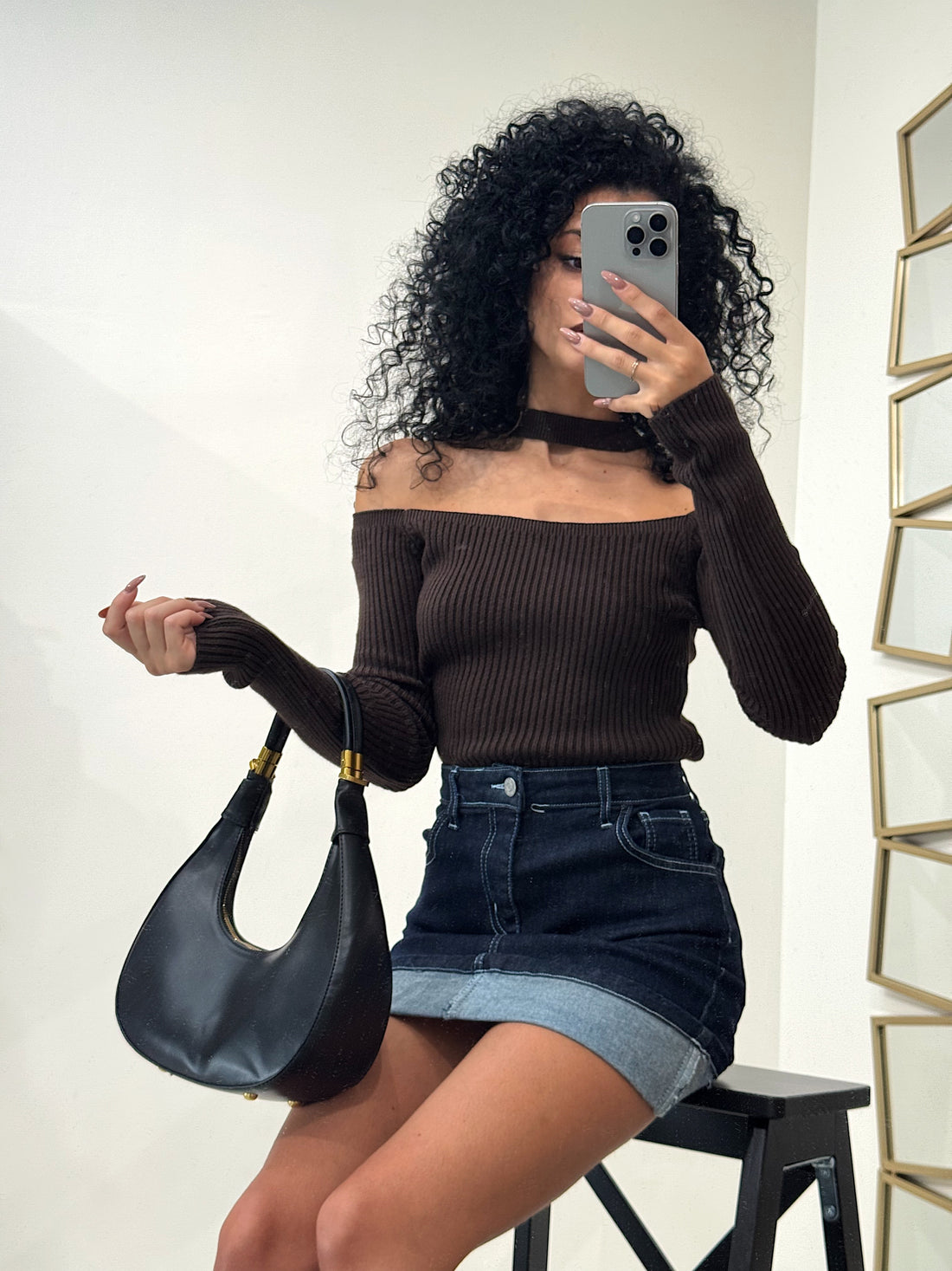 Maglia a costine con choker - R.a. Boutique