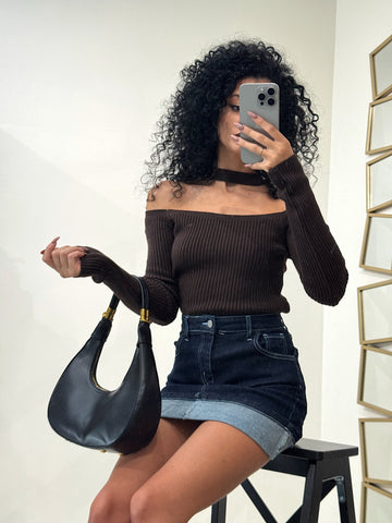 Maglia a costine con choker - R.a. Boutique