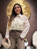 Camicia Ricamata Floreale con Dettagli Gioiello - R.a. Boutique