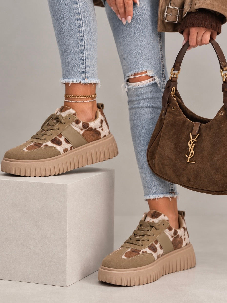 Sneakers Cow Girl Platform – Camel - R.a. Boutique
