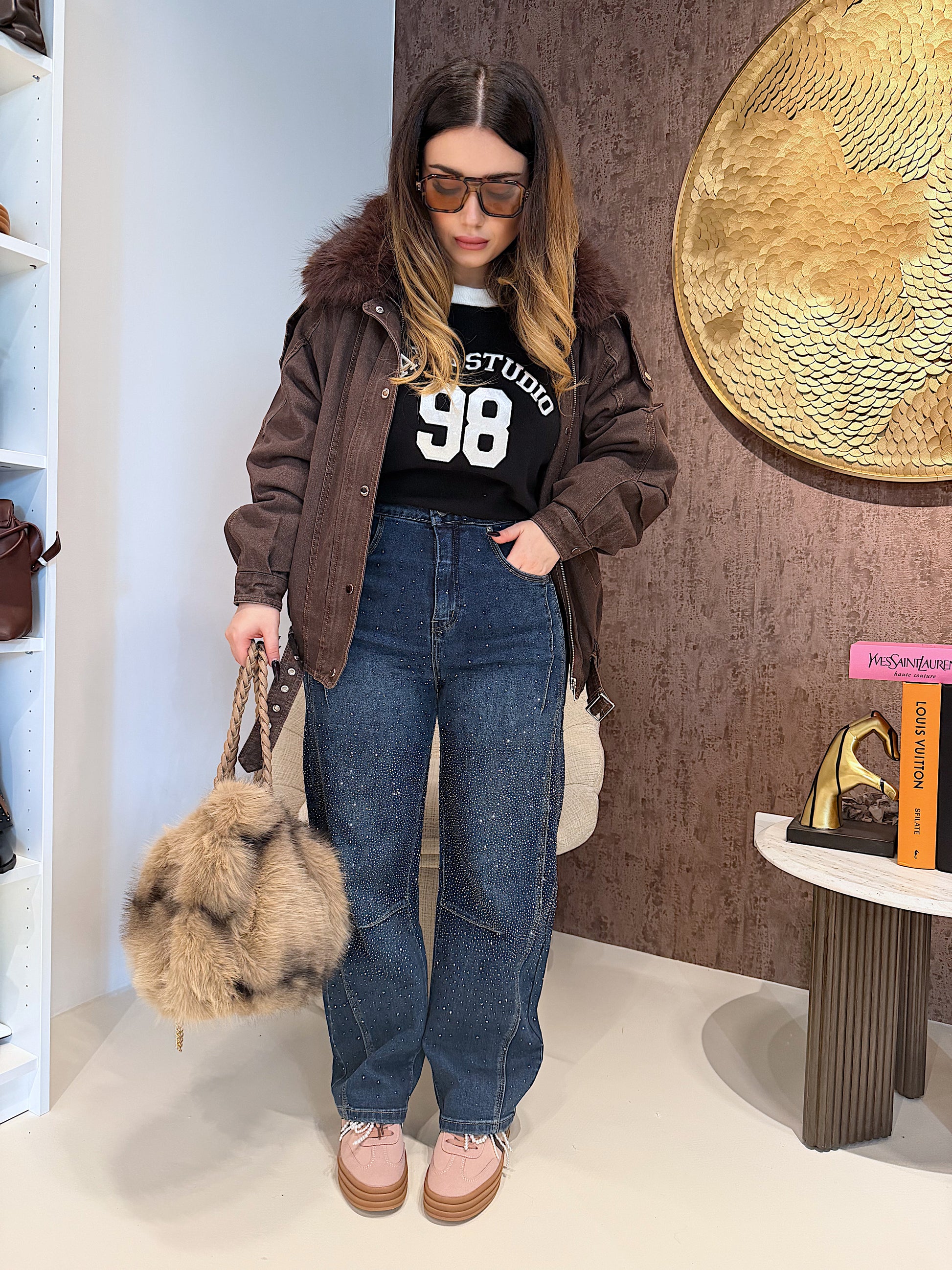 Jeans Balloon con brillantini - R.a. Boutique