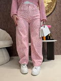 Jeans Leopard pink con brillantini - R.a. Boutique