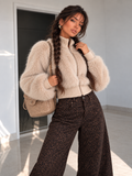 Giacca Eco Pelliccia con Zip Beige - R.a. Boutique
