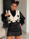 Gilet Soft Hearts con Cuori Glitter – Panna - R.a. Boutique