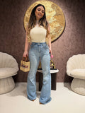 Jeans con borchie e dettaglio maculato sul retro - R.a. Boutique