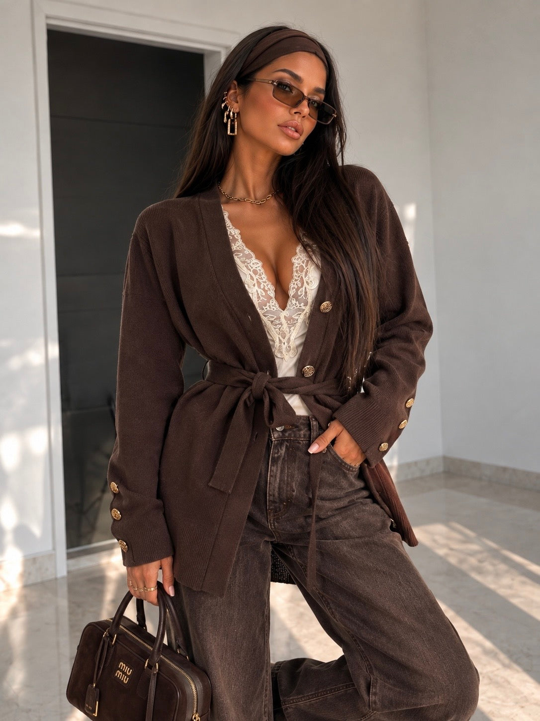 Cardigan Golden Belt - R.a. Boutique