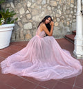 Abito da cerimonia in tulle con cinta Rosa - R.a. Boutique 