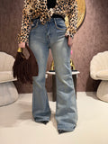 Jeans con borchie e dettaglio maculato sul retro - R.a. Boutique