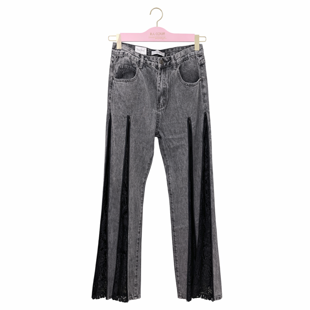 Jeans Lace Split Black - R.a. Boutique