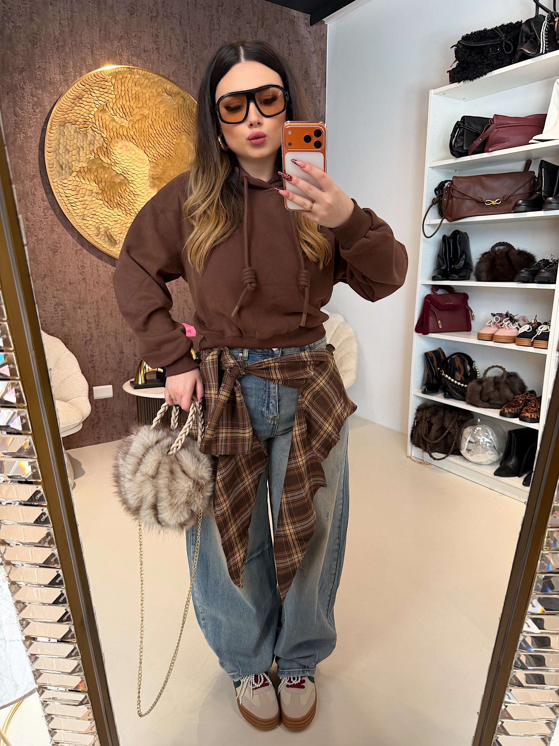 Felpa crop con lacci a nodo - R.a. Boutique