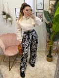 Pantalone in satin bianco nero - R.a. Boutique 