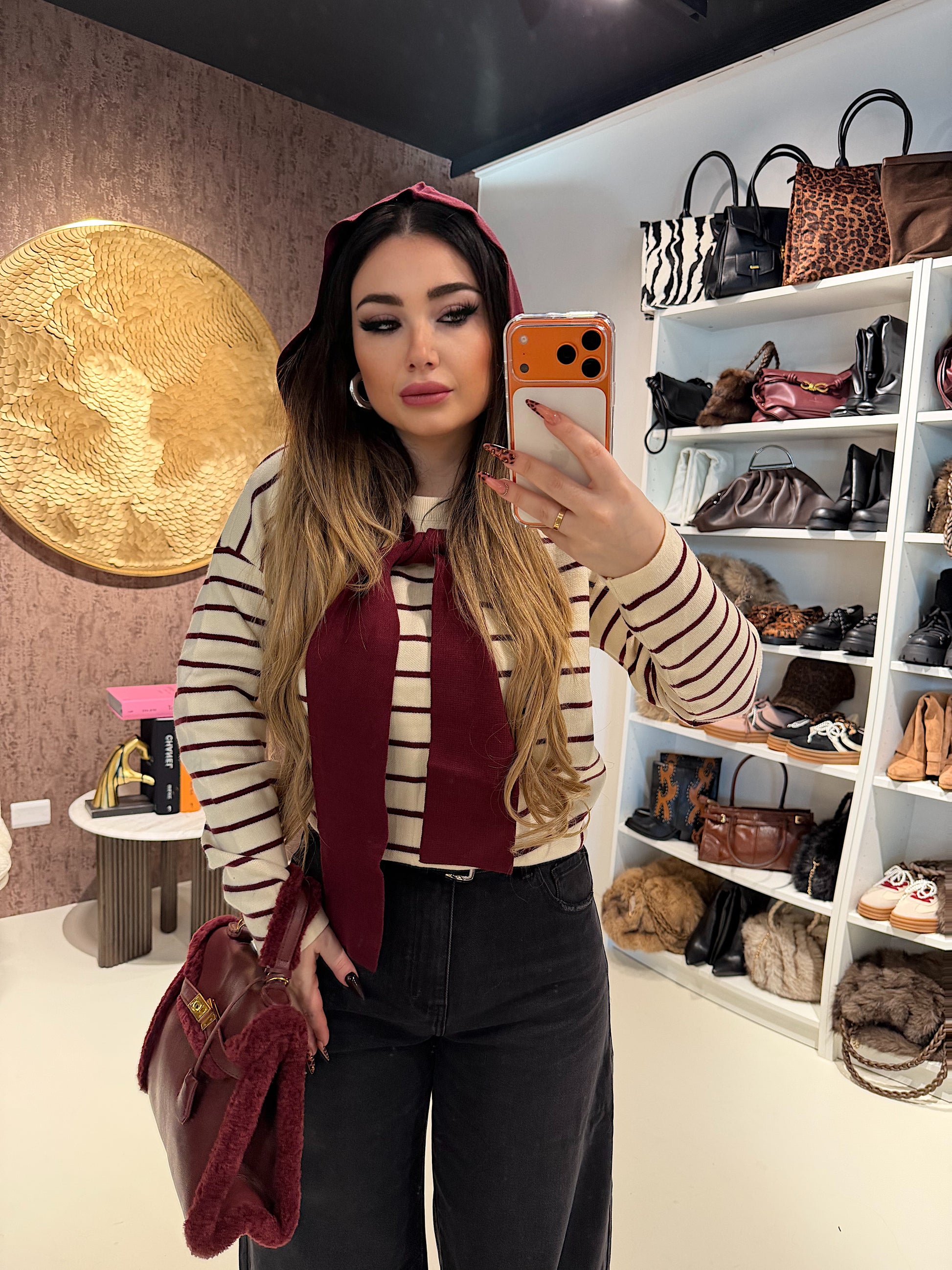 Maglia Parisienne a righe con spalla sciarpa - R.a. Boutique