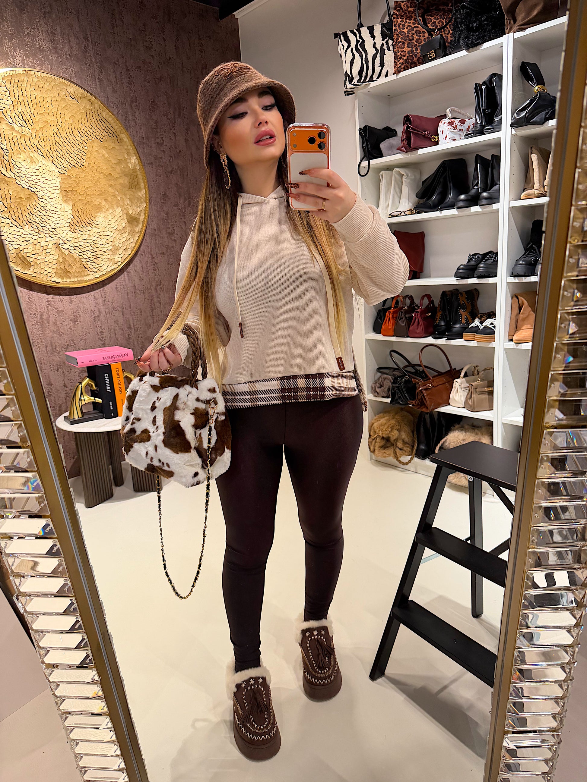 Felpa in garza con dettaglio in check - R.a. Boutique