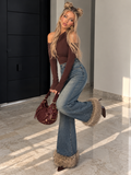 Jeans Palazzo Denim con Bordo Fur - R.a. Boutique
