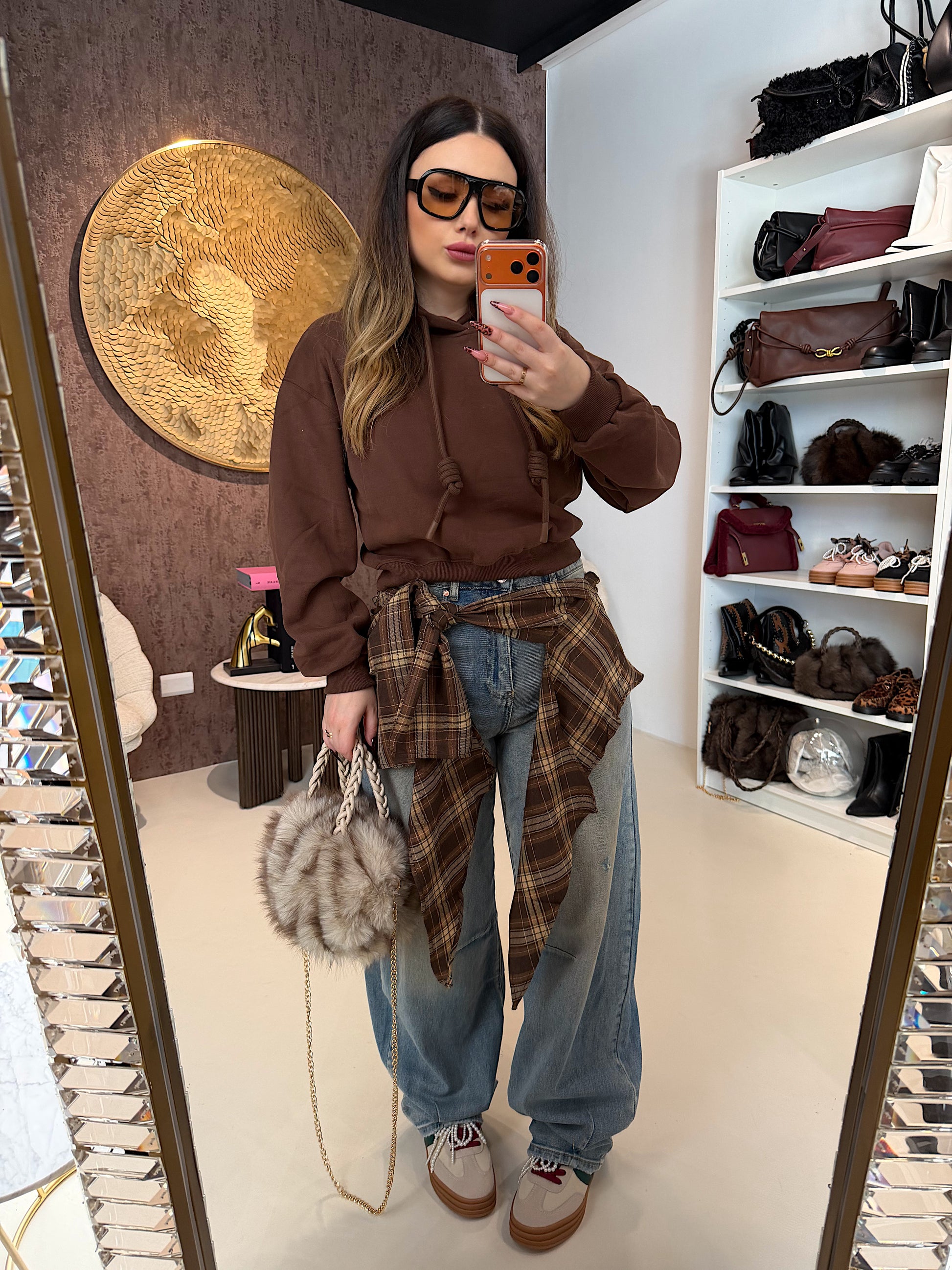 Felpa crop con lacci a nodo - R.a. Boutique