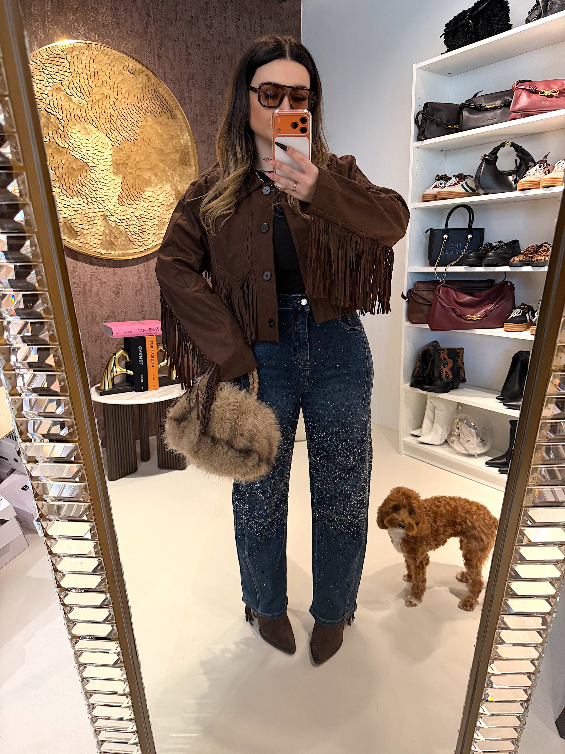 Giacca in camoscio con frange - R.a. Boutique