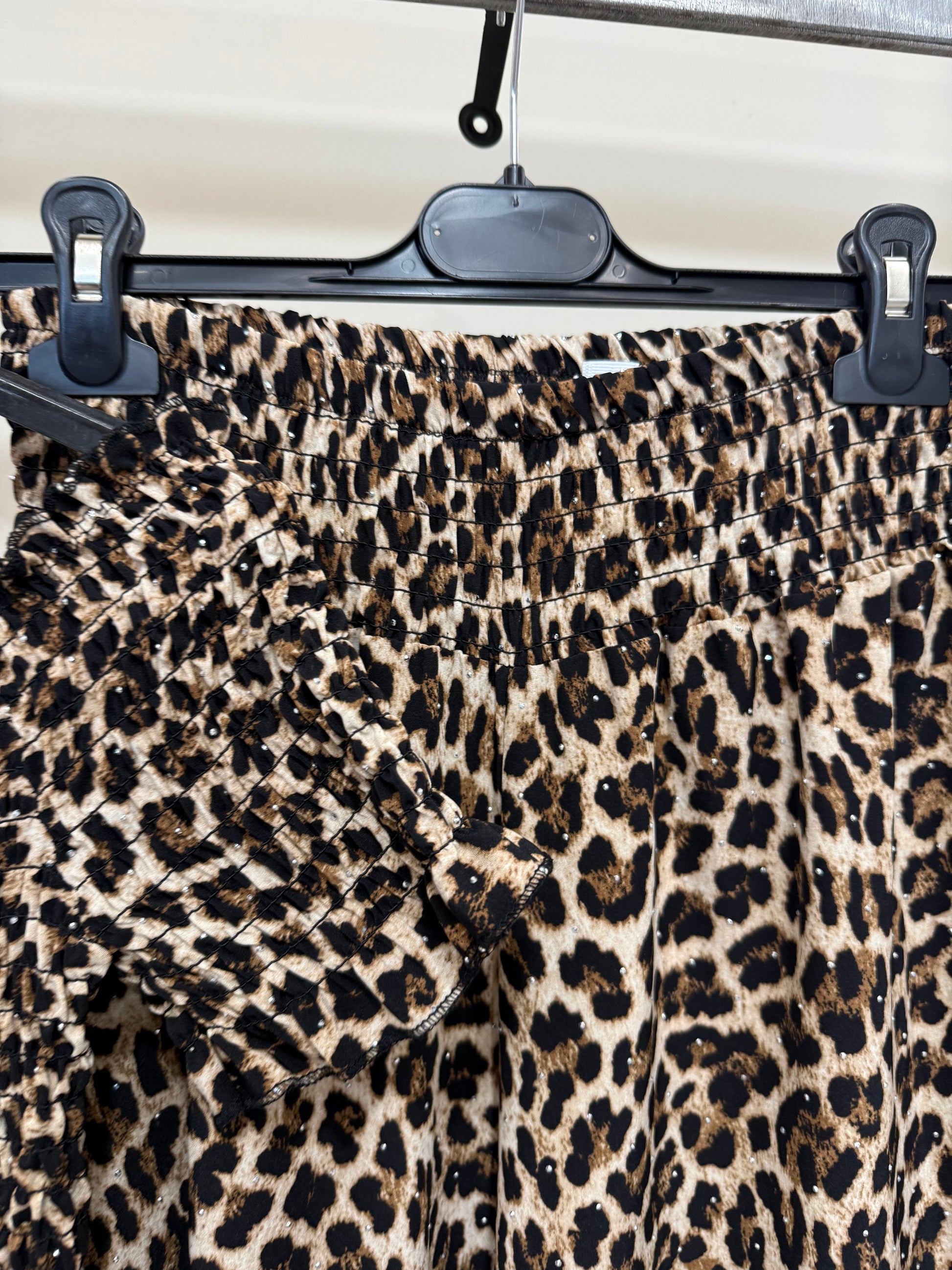Completo top e pantalone animalier con strass - R.a. Boutique