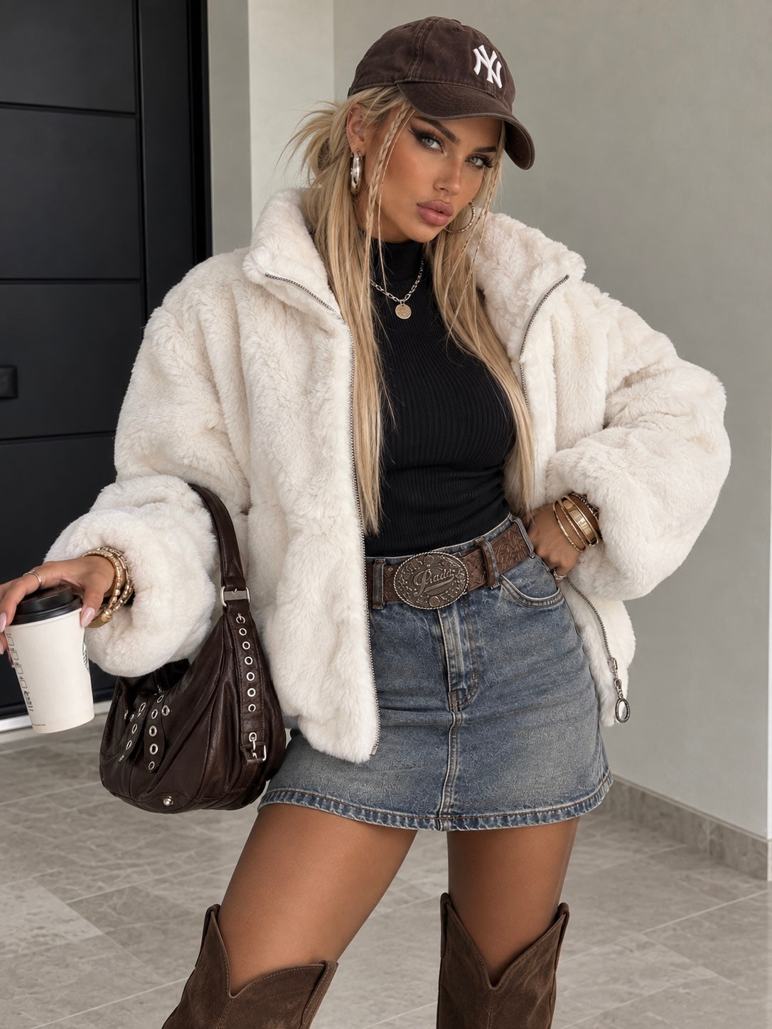 Giacca Teddy Zip Bianco - R.a. Boutique