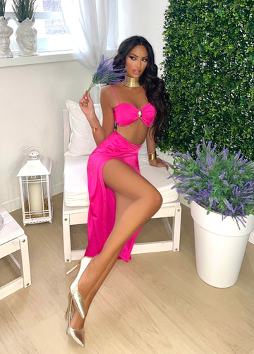 Co-ord fuxia con gioielli - R.a. Boutique