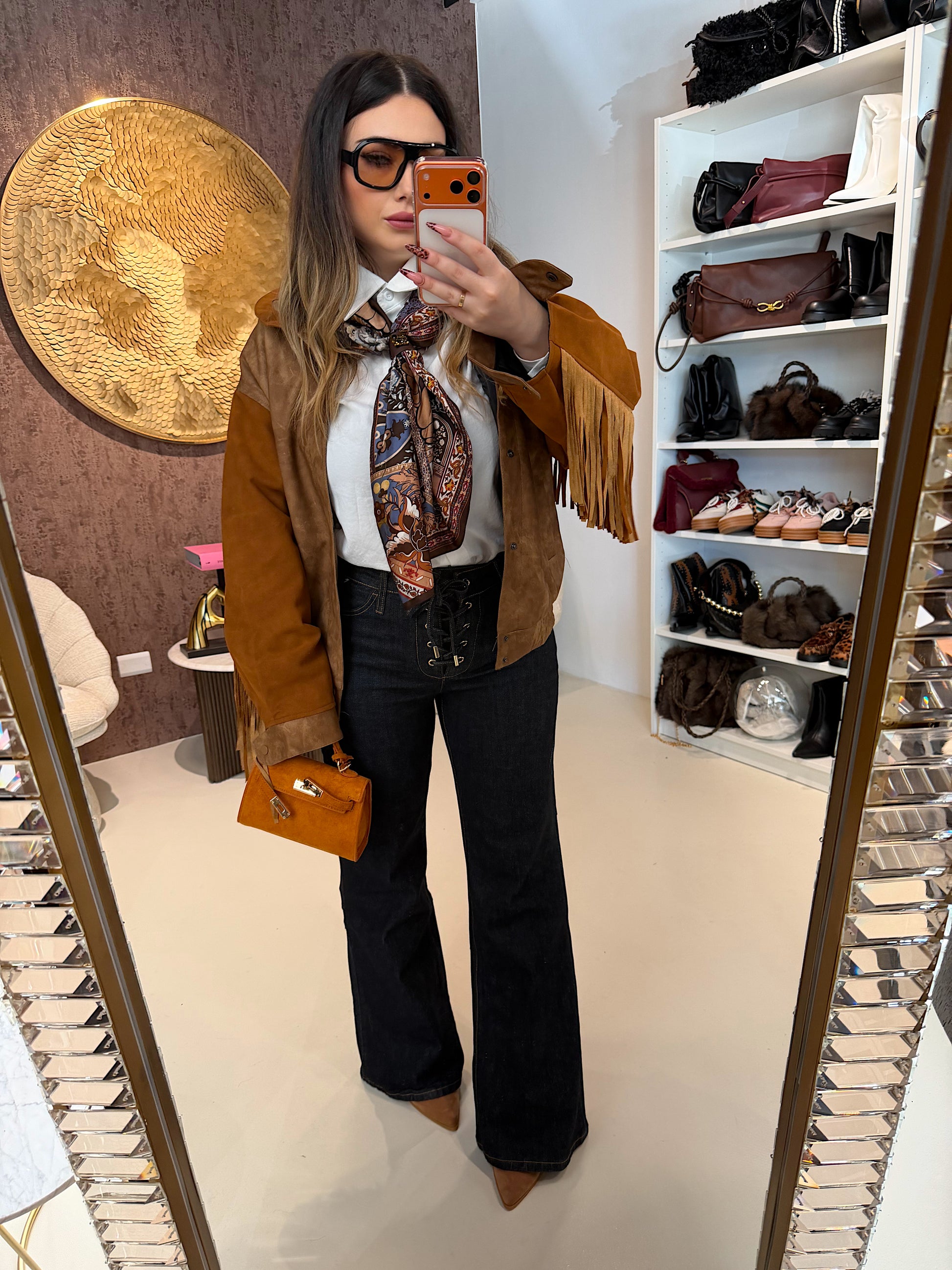 Foulard con dettaglio marrone - R.a. Boutique