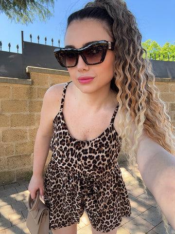 Canotta animalier con strass - R.a. Boutique