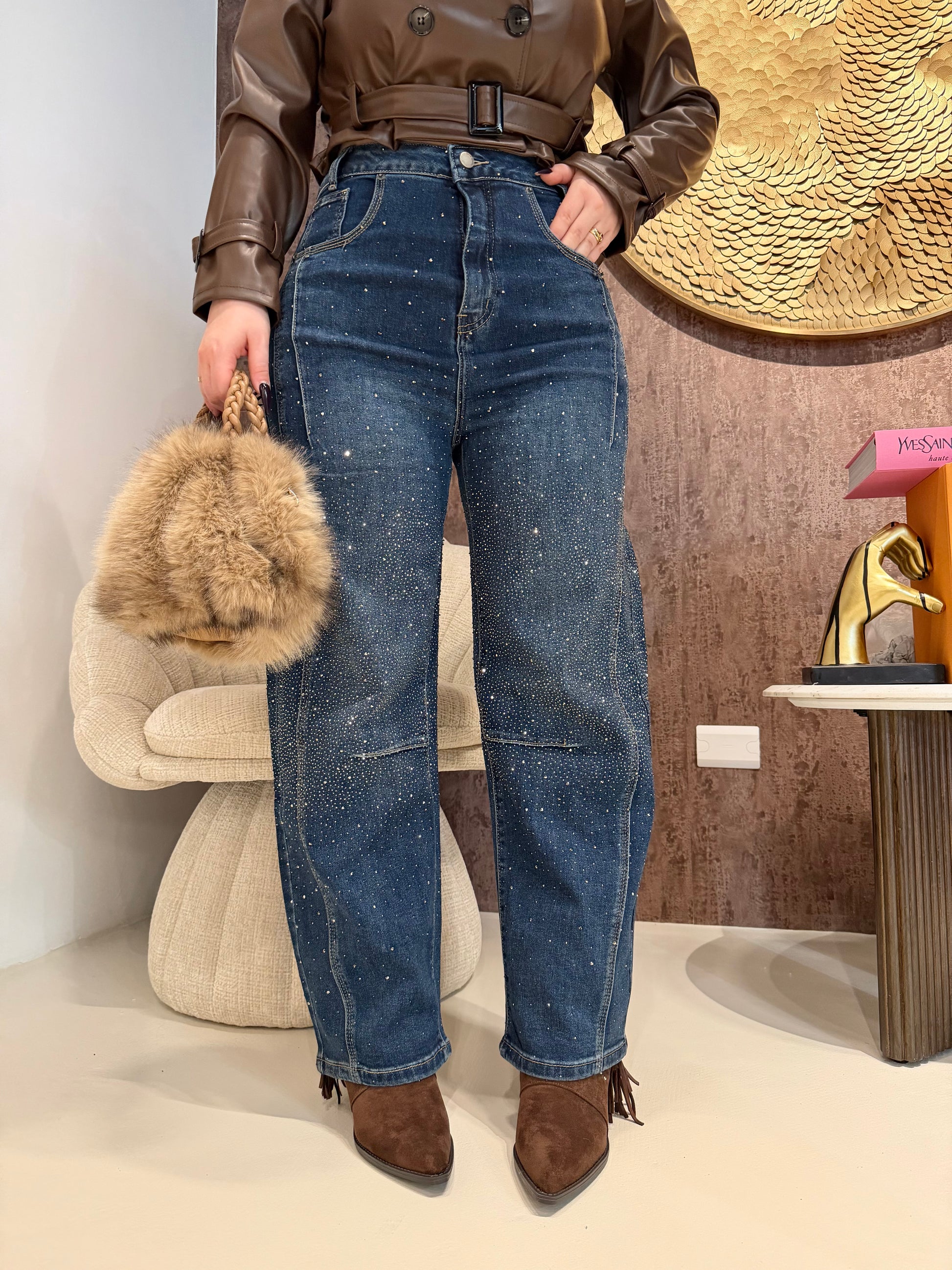 Jeans Balloon con brillantini - R.a. Boutique