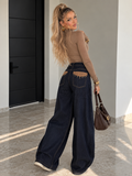 Jeans Palazzo Black Leopard Studs - R.a. Boutique