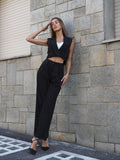 Completo smanicato e pantalone gessato nero - R.a. Boutique 