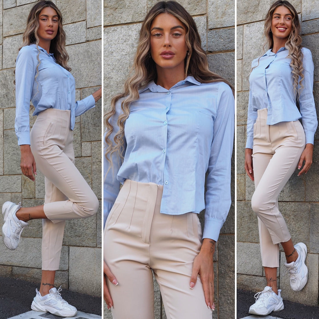 Pantalone vita alta burro - R.a. Boutique 