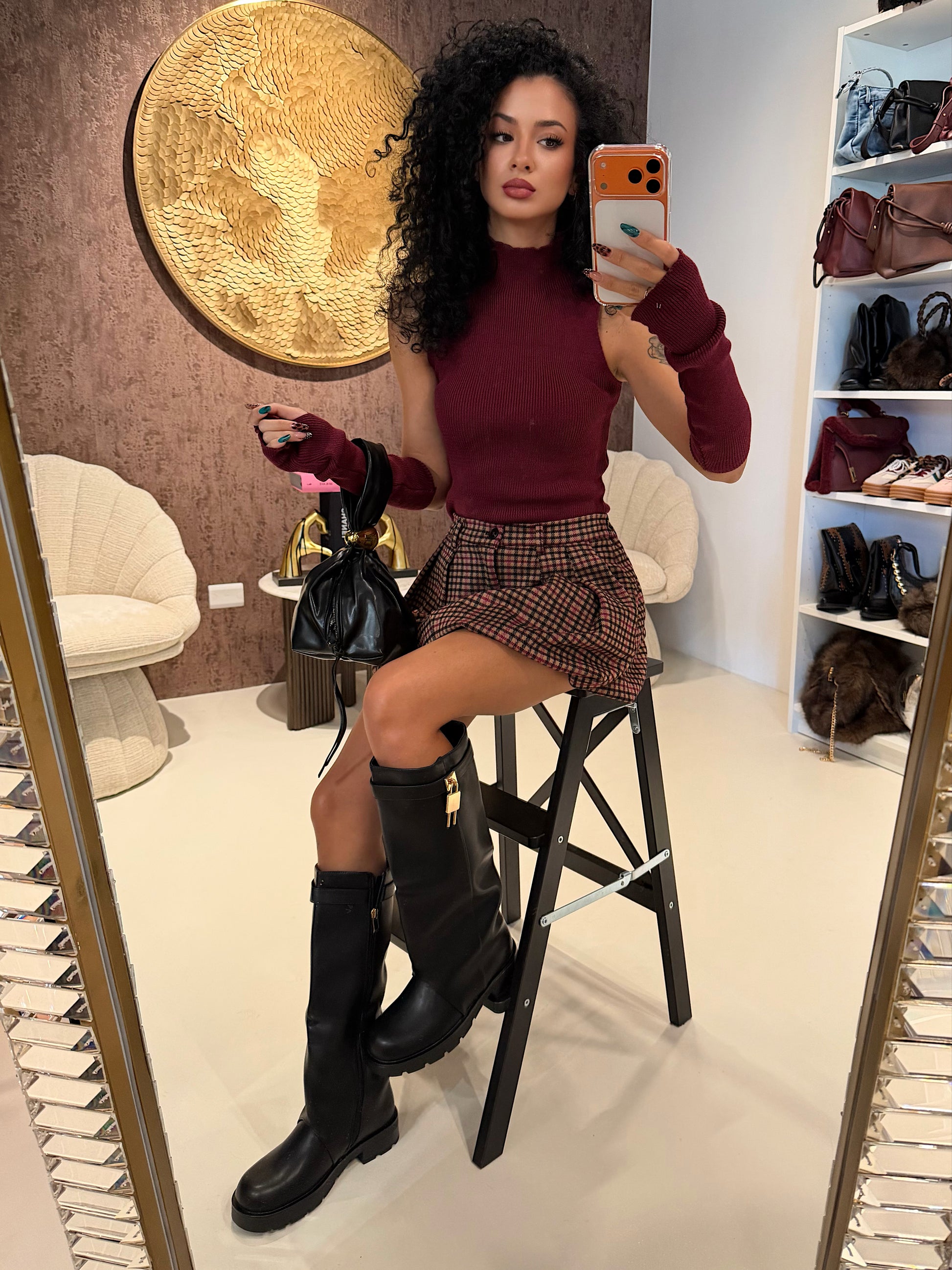 Top a Collo Alto con Manicotti Coordinati - R.a. Boutique