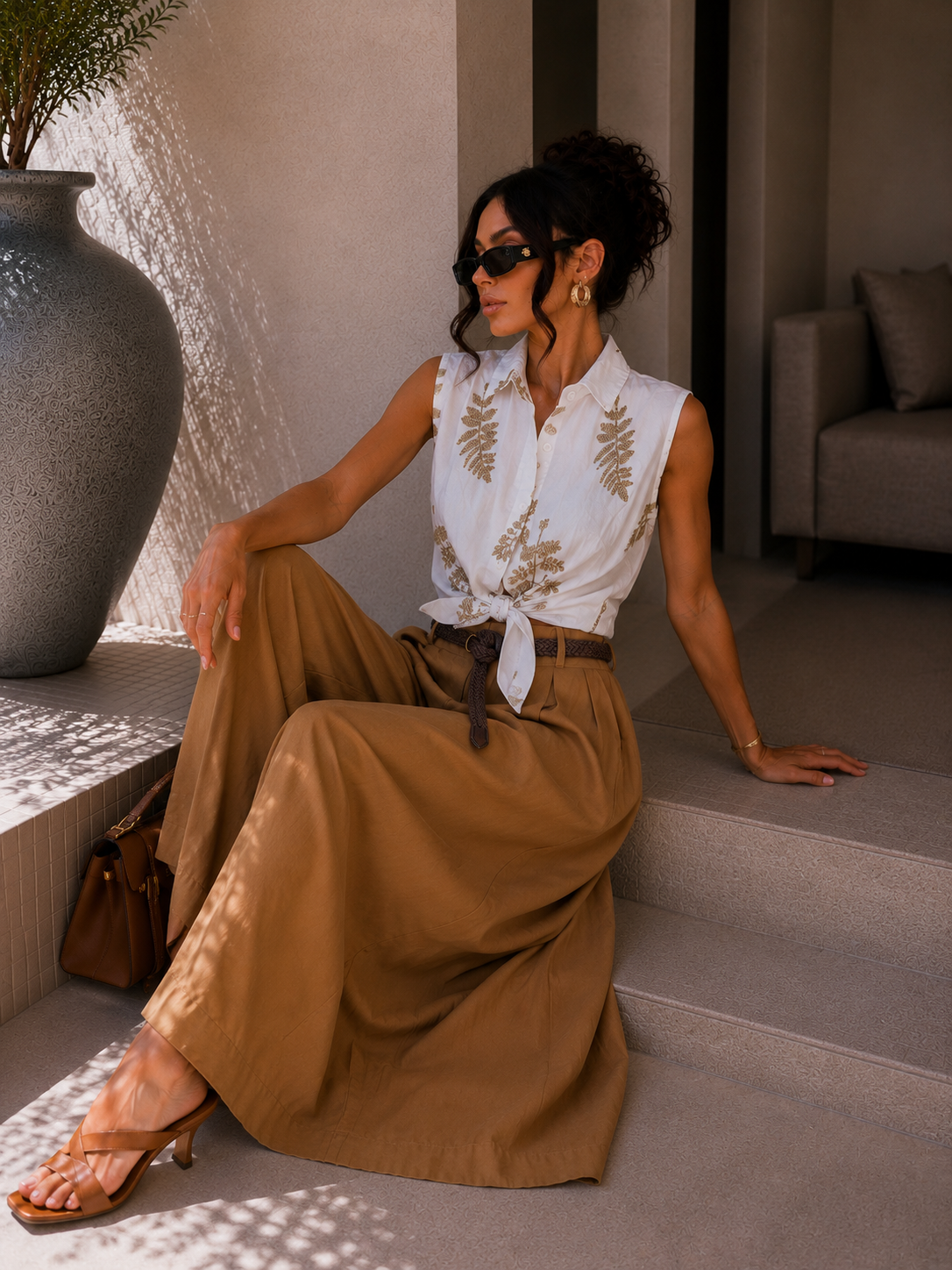 Camicia boho con fiocco e ricami - R.a. Boutique