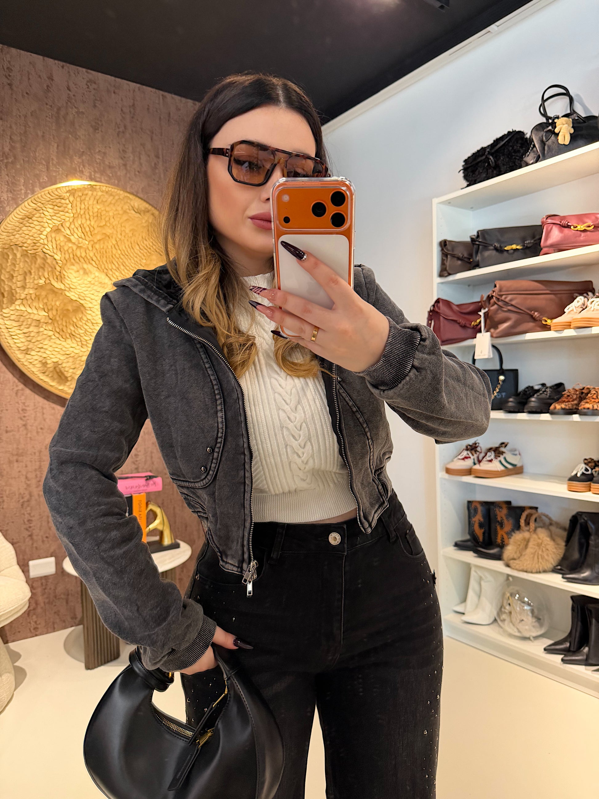 Felpa Cropped Zip Urban Style - R.a. Boutique